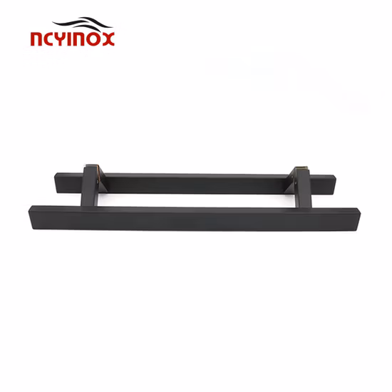 Tirador de puerta con barra en T compensada de latón negro mate para puerta